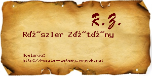 Röszler Zétény névjegykártya